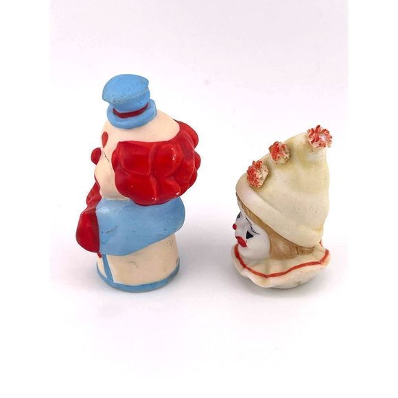 VTG Enesco Clown 2 Thimbles Musical Greensleeves 1984 1987 Faith Wick Porcelain - Picture 5 of 7